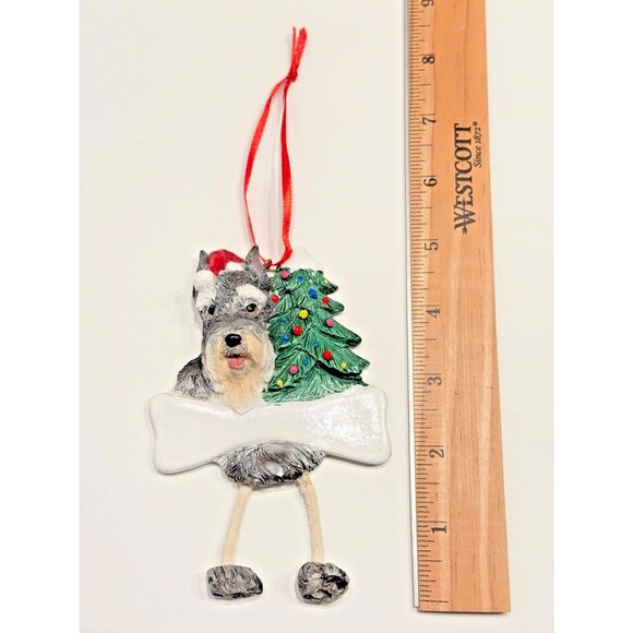 Schnauzer Personalized Dog Christmas Tree Ornament with Dangling Legs Dog Name - Picture 2 of 3